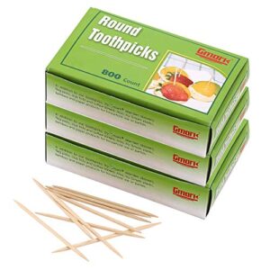 gmark round hotel toothpicks 800 ct - 3 boxes pack total 2400 ct - 2.5" natural wooden toothpicks gm1021