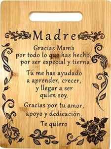 gift for mom spanish-regalo para el poema de mamá-tabla de cortar de bambú grabada única-madre poema (22x30cm)