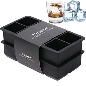 ticent large ice-cube-tray silicone ice-cube-mold 2-inch ice cubes for whiskey and cocktail, pack of 2