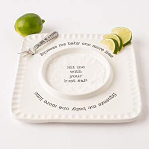 Mud Pie Lime and Salt Rimmer Margarita Set, Square, White