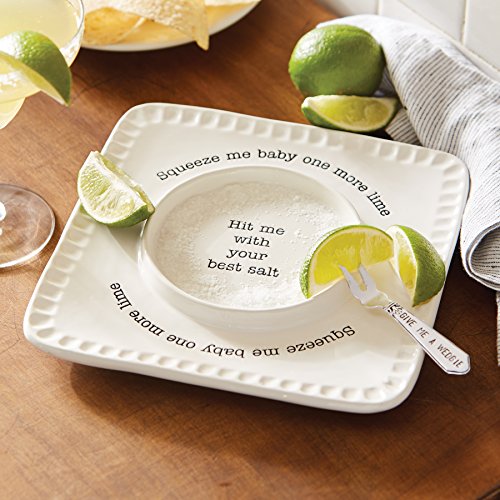 Mud Pie Lime and Salt Rimmer Margarita Set, Square, White