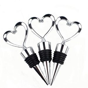 3 pcs stainless steel love design heart shape wine and beverage bottle stoppers