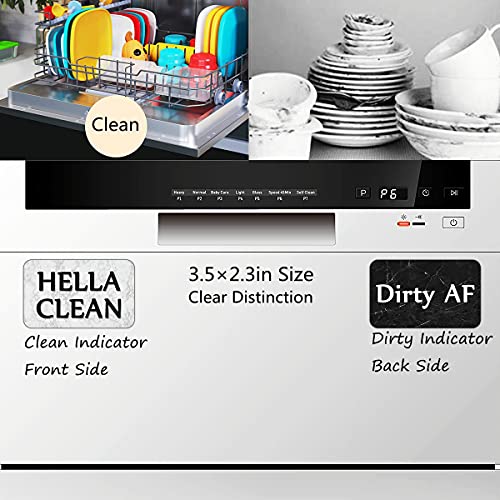 Hella Clean and Dirty Af Magnet Dishwasher Magnet Oxepleus Double Sided Dirty Clean Sign for Dishwasher (3D Granite)