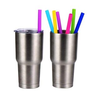 14 PCS Reusable Silicone Straws with Cleaning Brushes, tifanso Extra Wide Large Straws, Great for for 30oz and 20oz Tumblers Yeti/Rtic, 10" Extra Long Flexible Jumbo Drinking Straws for Milkshakes