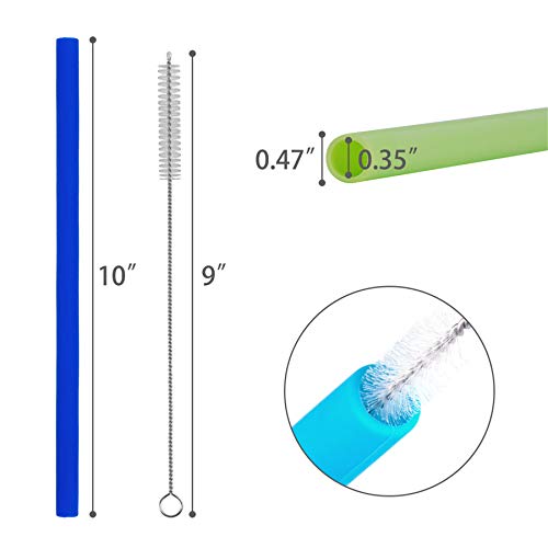 14 PCS Reusable Silicone Straws with Cleaning Brushes, tifanso Extra Wide Large Straws, Great for for 30oz and 20oz Tumblers Yeti/Rtic, 10" Extra Long Flexible Jumbo Drinking Straws for Milkshakes