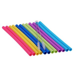 14 PCS Reusable Silicone Straws with Cleaning Brushes, tifanso Extra Wide Large Straws, Great for for 30oz and 20oz Tumblers Yeti/Rtic, 10" Extra Long Flexible Jumbo Drinking Straws for Milkshakes