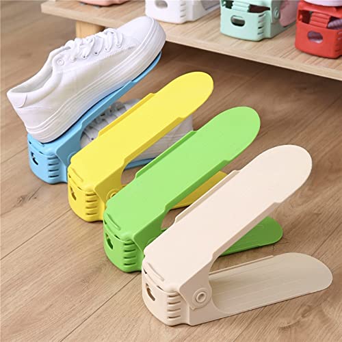 KNFUT Shoe Slots, Storage Rack Adjustable Footwear Support Slot Shoebox Space Saving Cabinet Closet Durable Racks (Color : Light Green)