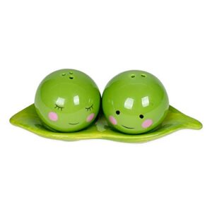 peas in a pod green ceramic magnetic salt and pepper shakers 3 piece gifting boxed set