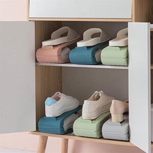KNFUT Shoe Slots, Shoe Storage Rack Double-Deck Stackable Save Space Free Height Adjustment Storage Multifunctional Shoe Holder Shelf for Home (Color : Blue)