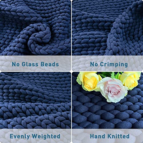 Weighted Idea Queen Size Weighted Blanket (60" x80", 15 Pounds, Navy Blue) Chunky and Soft,Handmade Throw Blanket for Adults, Best Gift for Christmas