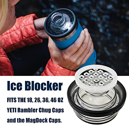 TEYOUYI 2Pcs Ice Strainer Blocker for YETI Rambler Bottle Chug Cap-Prevent Penetrating Cubed or Crushed Ice during a Drink-Fits 18, 26, 36OZ Bottles