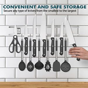 Magnetic Knife Holder for Wall - Stainless Steel Knife Magnetic Strip 18 Inch - Wall Knife Magnet Bar Rack With Hooks