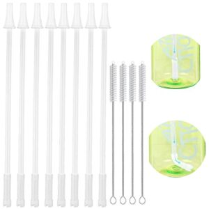 8-pack replacement straws for 1/half gallon water bottle (64 oz/ 128 oz jug),reusable silicone straw cut short to fit any big jug bottle with spout lid/cap (8 straws+4 cleaner brushes)