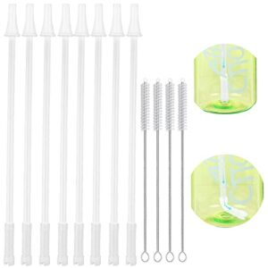 8-pack Replacement Straws for 1/Half Gallon Water Bottle (64 oz/ 128 oz Jug),Reusable Silicone Straw Cut Short to Fit any Big Jug Bottle with Spout Lid/Cap (8 Straws+4 Cleaner Brushes)