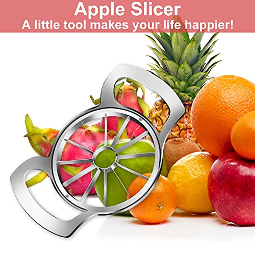 TIUTIUU Apple Slicer, 12-Blade Extra Large Apple Corer, Stainless Steel Ultra-Sharp Apple Cutter, Pitter, Wedger. Upgraded Version Apple Corer Peeler Designed for Up to 4 Inches Apples