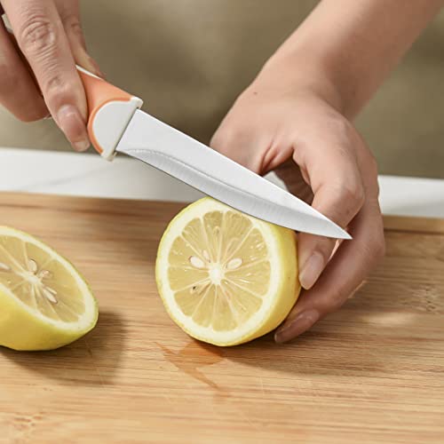 COKUMA Paring Knives With Sheath, 6PCS Paring knife (3pcs pairing knife & 3pcs knife sheath), German Steel Paring Knife Set, Fruit and Vegetable Knife for both Home & Restaurant