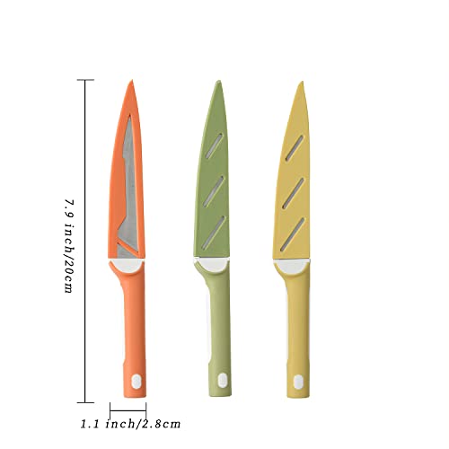 COKUMA Paring Knives With Sheath, 6PCS Paring knife (3pcs pairing knife & 3pcs knife sheath), German Steel Paring Knife Set, Fruit and Vegetable Knife for both Home & Restaurant