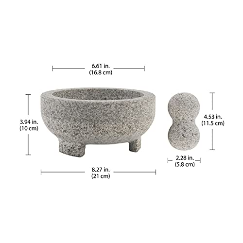 Vasconia 4-Cup Granite Molcajete Mortar and Pestle, Gray