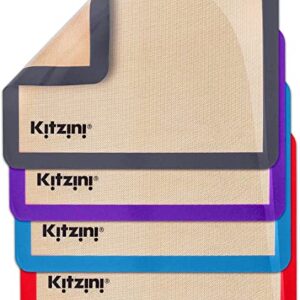 Kitzini Silicone Baking Mat Set. Non-Stick Silicone Mats for Baking. 4 Half Baking Sheets. BPA Free. Professional Grade Silicon Baking Sheet. Silicone Baking Mats for Cookies, Macarons & Pastry