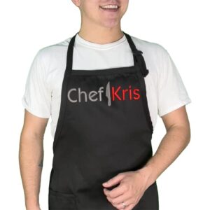 embroidered chef apron with custom name a great gift adult premium quality