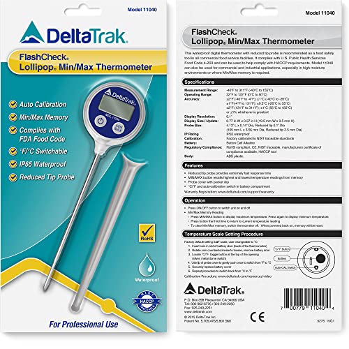 DeltaTrak 11040 Professional Digital Meat Themometer Waterproof for Kitchen, Food Cooking, Grill, BBQ, Smoker, Candy, Coffee, Blue