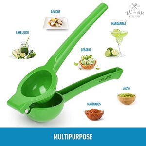 Zulay Premium Quality Metal Lime Squeezer, Citrus Juicer, Manual Press for Extracting the Most Juice Possible - Lime Juicer (Green)