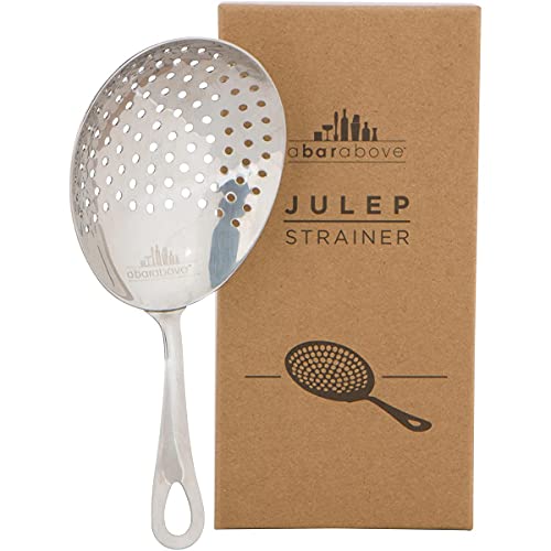 A Bar Above Julep Strainer – Oval-Shaped Cocktail Strainer for Drinks for Standard Cocktail Mixing Glass or Cocktail Shaker – Stainless Steel Strainer for Commercial or Home Bar– Essential Bar Tools