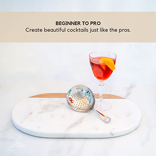 A Bar Above Julep Strainer – Oval-Shaped Cocktail Strainer for Drinks for Standard Cocktail Mixing Glass or Cocktail Shaker – Stainless Steel Strainer for Commercial or Home Bar– Essential Bar Tools