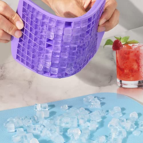 Upgrade Silicone Mini Ice Cube Trays, 2 Pack 320 Small Ice Cube Molds, Easier to Release, Crushed Ice for Chilling Drinks, Whiskey, Cocktail, Flexible Stackable for Freezer