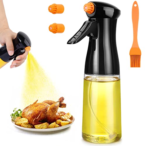 Oil Sprayer for Cooking, Upgraded Olive Oil Sprayer Bottle, Air Fryer Accessories, Oil Mister for Air Fryer, 7oz/200ml Oil Vinegar Spritzer, Kitchen Gadgets for Salad, BBQ, Roasting (Black)