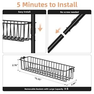 Egepon Over the Door Pantry Organizer Rack with 6 Full Baskets, 6-Tier Heavy-Duty Metal Hanging Storage Closet Organizer Kitchen Spice Rack