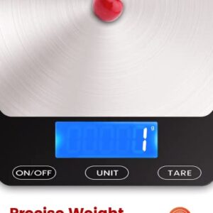 Food Scale -33lb Digital Kitchen Scale for Food Ounces Grams Rechargeable 304 Stainless Steel,Batteries and Type-C Charging | Perfect for Meal Prep, Cooking, and Baking