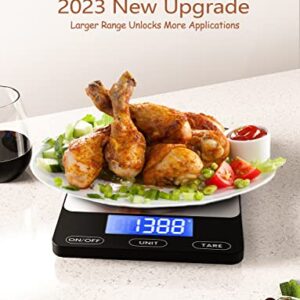 Food Scale -33lb Digital Kitchen Scale for Food Ounces Grams Rechargeable 304 Stainless Steel,Batteries and Type-C Charging | Perfect for Meal Prep, Cooking, and Baking