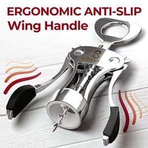 Premium Wine Opener, Wing Corkscrew - Made w/Heavy Duty Stainless Steel Screw & Zinc Alloy Body - Perfect Corkscrew to Open Wine & Beer Bottles - Great Bootle Opener For Bartenders, Restaurants & Home