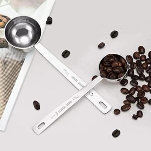 VITKSTAR 2 PACK Stainless Steel Coffee Scoop Measuring Tablespoon and Scooper with Long Handles(15ml&30ml)