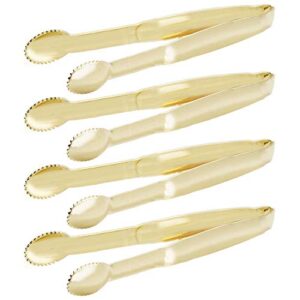 hinmay mini appetizer tongs 5-3/4 inch small serving tongs, set of 4 (gold)