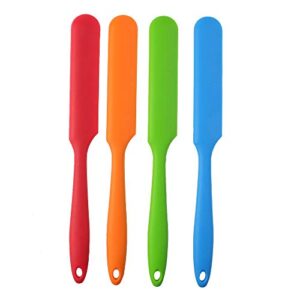4pcs silicone spatula set heat resistant cake cream butter spatulas mixing batter scraper non-stick flexible baking cooking tool 4 colors (multicolor)