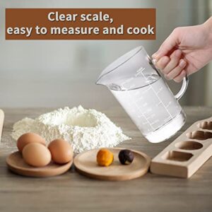 Newness Glass Measuring Cup with Handle, 500 ML (0.5 Liter, 2 Cup) Measuring Cup with Three Scales (OZ, Cup, ML/CC) and V-Shaped Spout, Measuring Beaker for Kitchen or Restaurant, Easy to Read