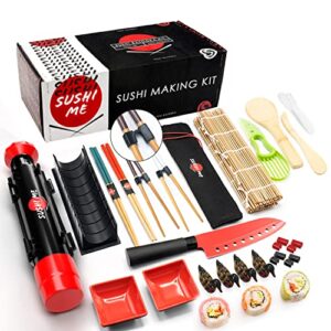 sushi making kit - sushi kit for home includes sushi roller, sushi bazooka, avocado slicer, sushi knife, sushi bamboo rolling mat, chop sticks pack reusable, best sushi maker kit