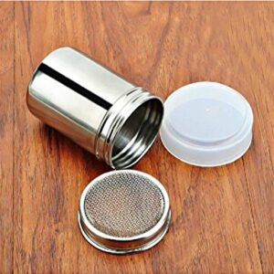 HANSGO 2 Set Powder Suger Shakers, Stainless Steel Powder Shaker Mesh Shaker Powder Cans for Salt Coffee Cocoa Cinnamon Powder Seasoning Cans with Lid