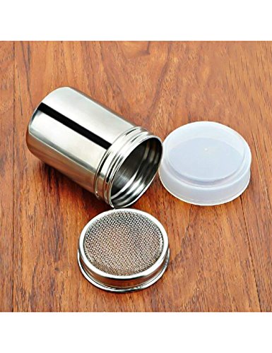 HANSGO 2 Set Powder Suger Shakers, Stainless Steel Powder Shaker Mesh Shaker Powder Cans for Salt Coffee Cocoa Cinnamon Powder Seasoning Cans with Lid