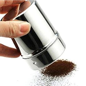 HANSGO 2 Set Powder Suger Shakers, Stainless Steel Powder Shaker Mesh Shaker Powder Cans for Salt Coffee Cocoa Cinnamon Powder Seasoning Cans with Lid