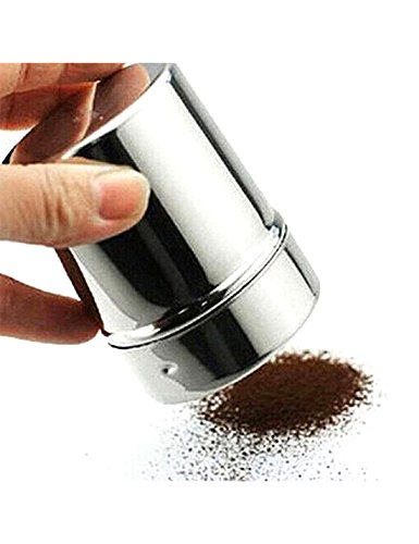 HANSGO 2 Set Powder Suger Shakers, Stainless Steel Powder Shaker Mesh Shaker Powder Cans for Salt Coffee Cocoa Cinnamon Powder Seasoning Cans with Lid