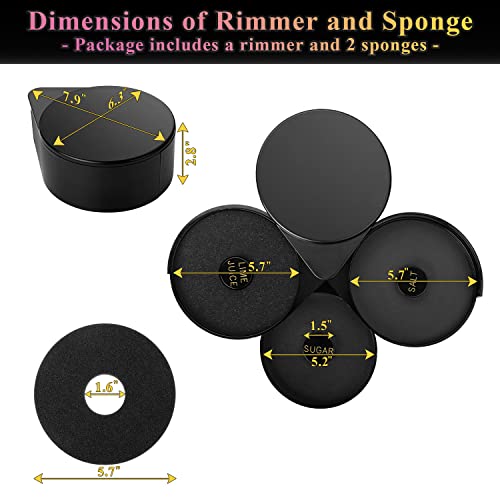 Margarita Salt Rimmer Set, Monkkino Salt Rimmer with 2 Sponges, 3-Tier Glass Rimmer, Margarita Salt Rimmer Dish for Cocktails, Bar Salt and Sugar Rimmer for Drinks, Bar Accessories for Bloody Mary