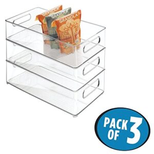 idesign plastic refrigerator and freezer storage bin, bpa-free organizer for kitchen, garage, basement, set of 3, clear, 3 count