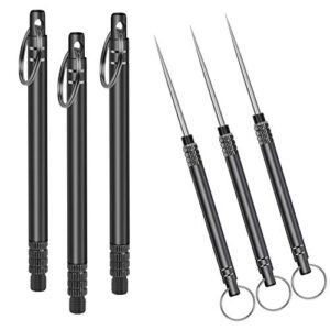 iliensa 3 pieces portable titanium toothpicks,metal pocket toothpick stainless steel toothpick reusable toothpicks for outdoor camping picnic travel (black)