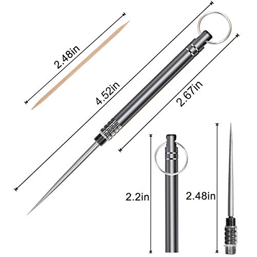 Iliensa 3 Pieces Portable Titanium Toothpicks,Metal Pocket Toothpick Stainless Steel Toothpick Reusable Toothpicks for Outdoor Camping Picnic Travel (Black)