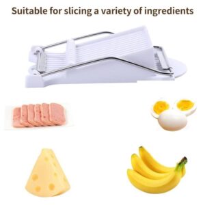 2 Pack Luncheon Meat Slicer, Egg Slicers,Stainless Steel Wire, Cuts 10 Slices for Eggs, Hams, Avocados, Bananas, Onions, Soft Food and Fruits (White)