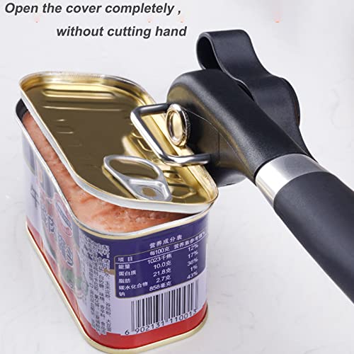 TOPV 2022 New Premium Manual Can Opener, Handheld Smooth Edge Straight Handle Light Weight Hanging Portable Healthy Essential Kitchen Tool, Black, 8x2.4x1.6 inches