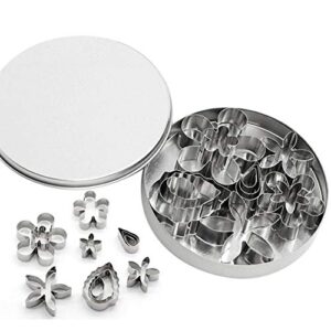 keyzone 12 pcs small stainless steel flower & leaf cookie cutter set fondant biscuit cutter cake molds diy tools